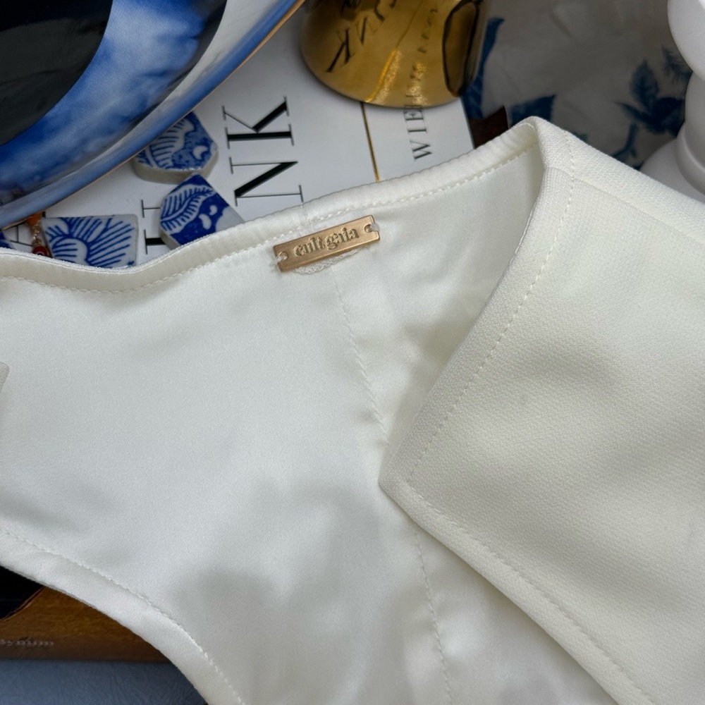 🆕 CULT GAIA 🧿 NWOT Akaia White Linen-Blend Mini Dress, Sz US 12 - Picture 15 of 17